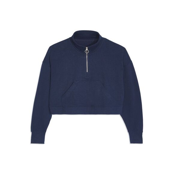 We Wore What Navy Cropped Sweatshirt Size S - Picture 1 of 6